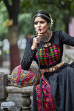 Bootylicious Black Soft Cotton Resham Ari Embroidered & Real Mirror Work With Lehenga Choli