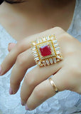 Bollywood Designer Red Diamond Traditional Ring For Women