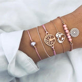 Boho Bracelets & Bangles for Women Bohemian Round Beaded Charm Bracelets Set Fashion Multilayer Chain Accessories 2019 Bijoux