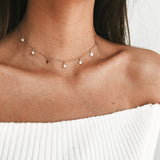 Simple Round Sequins Choker Chain Necklace Statement Women Clavicle Pendant Charm Necklace Jewelry