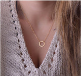 Hottest Fashion Casual Personality Circle Lariat Pendant Gold Color Necklace High Quality Simple Choker Necklaces Women