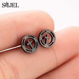 SMJEL Stainless Steel Gamepad Stud Earrings Small Black Music Note Guitar Cross Earings Punk Women Joystick Game Jewelry Brincos