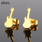 SMJEL Stainless Steel Gamepad Stud Earrings Small Black Music Note Guitar Cross Earings Punk Women Joystick Game Jewelry Brincos
