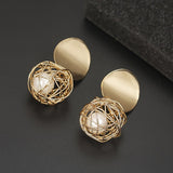 New Fashion Stud Earrings For Women Golden Color Round Ball  Geometric Earrings For Party Wedding Gift Wholesale Ear Jewelry
