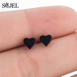 SMJEL Fashion Bohemian Vintage Earrings Jewelry Cute Black Geometric Round Stainless Steel Stud Earring Best Gift for Women Girl