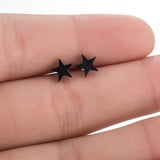 SMJEL Fashion Bohemian Vintage Earrings Jewelry Cute Black Geometric Round Stainless Steel Stud Earring Best Gift for Women Girl