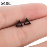 SMJEL Fashion Bohemian Vintage Earrings Jewelry Cute Black Geometric Round Stainless Steel Stud Earring Best Gift for Women Girl