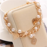 2019 New Woman Bracelets Mulitlayer Gold Chain Heart Bracelets & Bangles Charm Bracelets For Women Crystal Bracelets