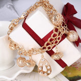 2019 New Woman Bracelets Mulitlayer Gold Chain Heart Bracelets & Bangles Charm Bracelets For Women Crystal Bracelets