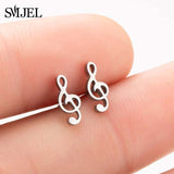 SMJEL Fashion Bohemian Vintage Earrings Jewelry Cute Black Geometric Round Stainless Steel Stud Earring Best Gift for Women Girl