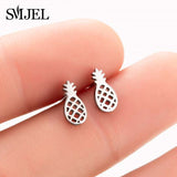 SMJEL Fashion Bohemian Vintage Earrings Jewelry Cute Black Geometric Round Stainless Steel Stud Earring Best Gift for Women Girl