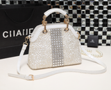 Luxury fashion diamonds Women handbags Crocodile pattern leather crossbody female shoulder shell bag rhinestone messenger bags